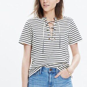 Madewell Black and White Striped Short Sleeve Tee